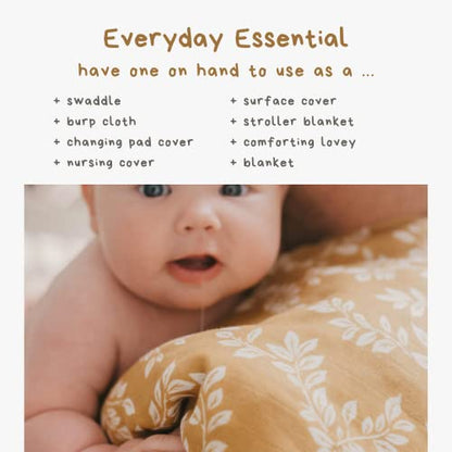 Mini Wander Swaddles for Newborns Muslin Swaddle Blankets - Breathable Soft Gender Neutral Receiving Blanket Baby Essentials | 47 x 47 Cotton - Leafy Sprig (Mustard) - color: Leafy Sprig (Mustard)
