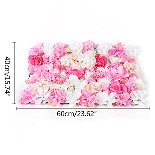 20 Pack Artificial Flower Wall Panels 24" x 16" Pink&White Faux Hydrangea and Rose Artificial Flower Backdrop Panels for Wedding Party Event Flower Wall Decor - color: 20pcs, Pink&white
