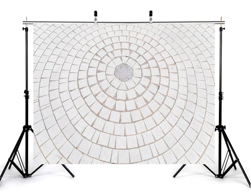 8x5ft Circular Paved Tile Backdrop with Geometric Design and Neutral Tone Photography Background for Outdoor Event and Wedding Decorations Banner Photo Booth Props - size: 8x5ft