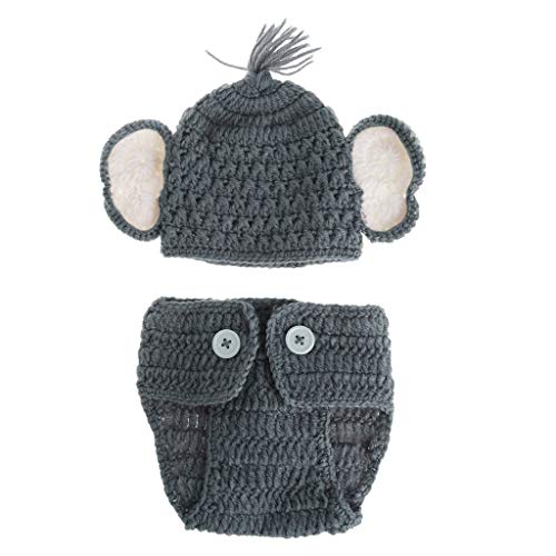 Matissa Newborn Baby Girl/Boy Crochet Knit Costume Photography Prop Hats Outfits - color: Grey