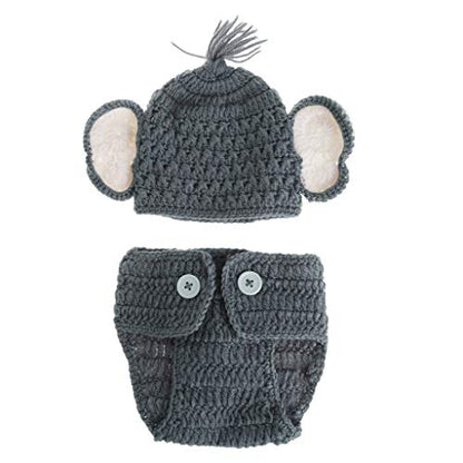 Matissa Newborn Baby Girl/Boy Crochet Knit Costume Photography Prop Hats Outfits - color: Grey