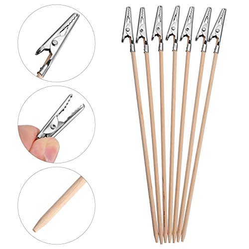 EXCEART 100 Pcs Bamboo Stick Crocodile Clip Alligator Clips Models Crocodile Clamps Stick DIY Card Photo Memo Clip Place Card Holders Modeling Tool Bamboo Skewer DIY Accessories Menu Metal