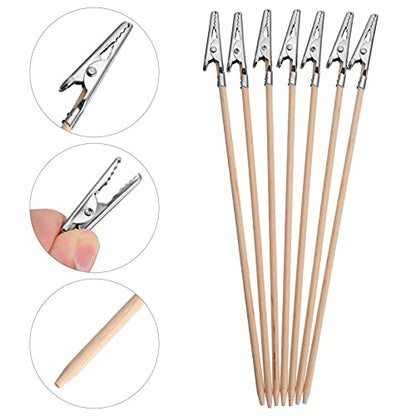 EXCEART 100 Pcs Bamboo Stick Crocodile Clip Alligator Clips Models Crocodile Clamps Stick DIY Card Photo Memo Clip Place Card Holders Modeling Tool Bamboo Skewer DIY Accessories Menu Metal