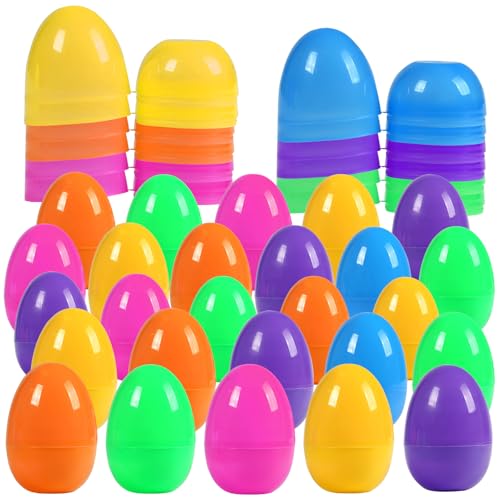 30Pcs Fillable Easter Eggs, 2.36'' Plastic Bright Easter Eggs Empty Bulk Assortment, Perfect for Easter Egg Hunt/Surprise Egg