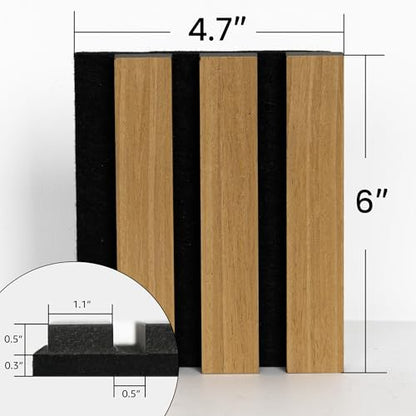 Smartstandard Sample Wood Slat Wall Panel, Soundproof Wooden Wall Panels, Acoustic Wood Panels for Wall, American Oak, Sample Pack - color: American Oak, size: 6" x 4.7"