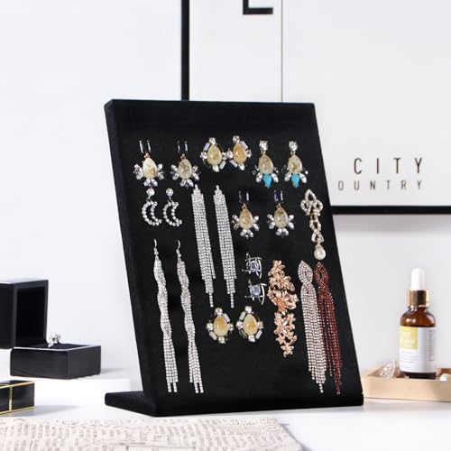50 Slots Rings Display Stand, Ring Organizer Holder Stand for Selling, Ring Earring Jewelry Pad Showcase Storage Tray for Home or Shop Sell Show (Black 1PC) - color: Black 1PC
