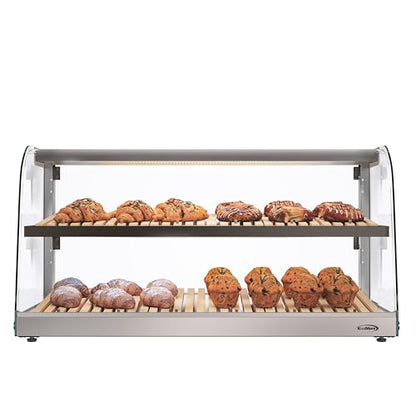 KoolMore 40 in. Glass Countertop Dry Bakery Display Case with Two Shelves and Bamboo Trays - size: 40 in. / 5.3 cu. ft. - 2 Shelves
