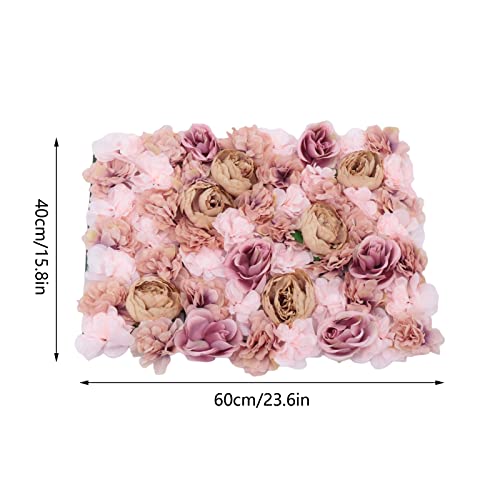 Gdrasuya10 6pcs Realistic Flower Wall Background Artificial Flowers Wall Backdrop Panel 3D Silk Rose Fake Flower Wall Panel Banquet Wedding Party Decor, Photography Background 60 x 40 cm - color: 6pcs, Autumn Pink