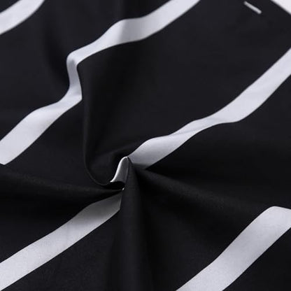 MAG 3pcs Striped Full Bed Sheet,Black and White Pattern Microfiber Bedding Sheet Set,Hotel Quality Sheets with1 Fitted Sheet and 2 Pillowcases,14 Inches Deep (Black and White, Full) - color: Striped, size: Full