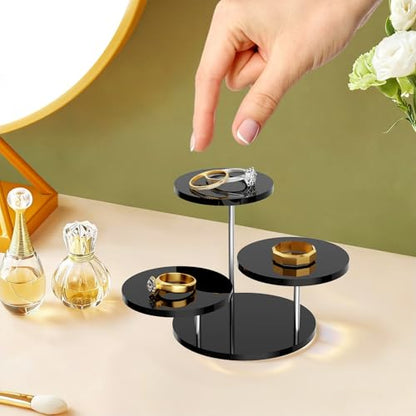 Round Acrylic Display Riser Stands, 3 Tier Jewelry Display Stands for Rings Earrings Mini Figurines 1 Pack(Black) - color: Black