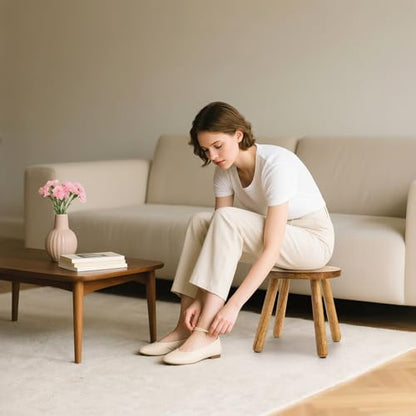 Youeon 12 Inch Round Solid Wooden Step Stool, Non-Slip One Step Stool for Adults, Holds up to 300 Lbs, Portable & Sturdy, Footstool for Bedroom, Bathroom, Kitchen, Easy to Assemble - size: 11.8"d X 11.8"w X 11.6"h