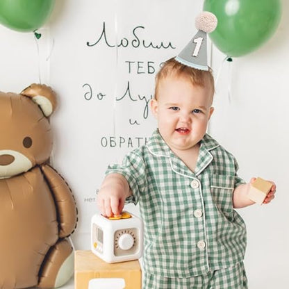 Neutral 1st Birthday Party Hat - Simple First Cone Hat, One Birthday Decoration Photo Props - color: Sage Green