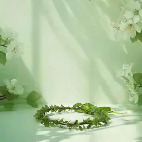 UPSTORE Green Boho Leaf Crown Floral Headband Bohemian Wedding Headpiece with Adjustable Ribbon for Bride Vacation Party Festival Photo Prop