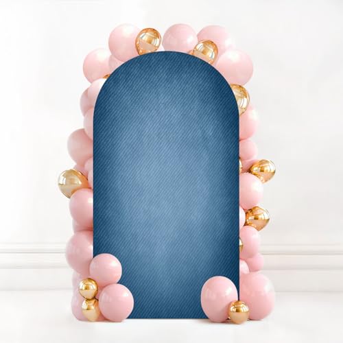 7.2FT Wedding Arch Backdrop Cover Blue Jeans Fabric Texture Spandex Fitted Fabric Round Top Stretchy Stand Covers for Baby Shower Birthday Party Decoration - color: Color8, size: 7.2x4 FT