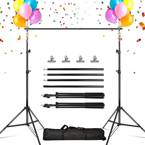 iMounTEK Backdrop Stand Photo Video Studio, 10Ft Wide Adjustable Backdrop Stand, Background Support System Kit with Clamps Carry Bag for Photography/Wedding/Party Decoration - color: Black, size: 6.5X10Ft
