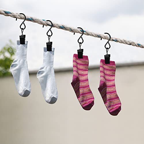 HOOSUN 46 Pack Curtain Hooks Clips,S Hooks for Hanging Outside String Lights,Metal Curtain Rod Hooks,Small Light Clips,Art Craft Display,Backdrop Clip,Stainless Steel S Curtain Hook Hanger for Drapes - color: 46 Pack S Black