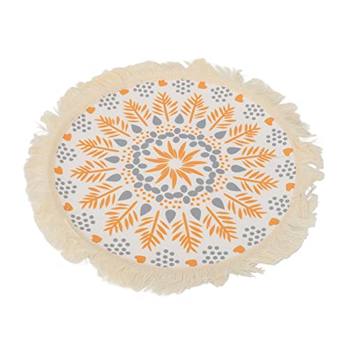 Boho Photography Prop Mat, Boho Decorative Mat with Exquisite Pattern and Tassel Design, Insulation Pad for Table Decoration, Wax Bowl Holder, Photo Shoot Backdrop for DIY Styling