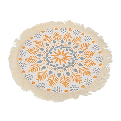 Boho Photography Prop Mat, Boho Decorative Mat with Exquisite Pattern and Tassel Design, Insulation Pad for Table Decoration, Photo Shoot Props for DIY Wax Melting and Styling