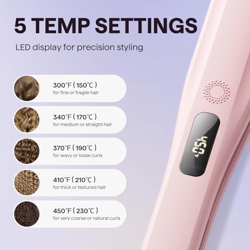 Wavytalk Steam Hair Straightener, Steam Sesh, Steam Reduces Damage, Nourishes Hair & Expedites Straightening, 1.38'' Nano Titanium Flat Iron with Detachable Comb for Silk Press Smoothing, Sakura Pink