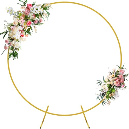 Wokceer Round Backdrop Stand 5FT Circle Balloon Arch Frame Circle Backdrop Stand Gold Round Arch for Wedding Birthday Party Bridal Shower Anniversary Event Ceremony Decoration - color: Gold, size: 5 ft