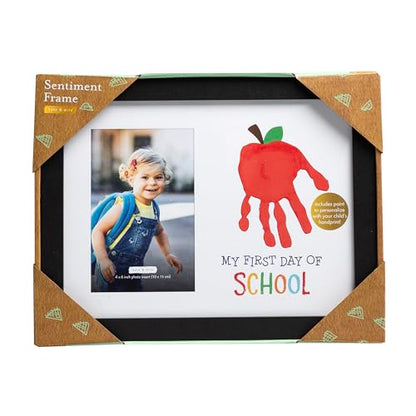 Kate & Milo My First Day of School Handprint Picture Frame, Preschool Kindergarten Photo Keepsakefor Kids, Boys, Girls, 4x6 Insert - style: Handprint School Frame