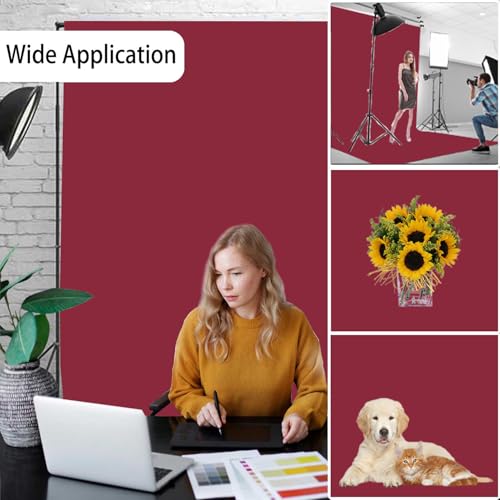 Wine Red Photography Backdrop for Photoshoot, Photo Backdrop Curtain, Perfect Wine Red Backdrops for Party Portrait Photoshoots Video Studio 6FTx9FT - color: Wine Red, size: 6x9 FT