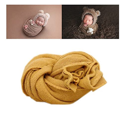 Newborn Photography Props Boys Girls Wrap Baby Photo Props Soft Knit Blanket Cloth (Ginger Yellow) - color: Ginger Yellow