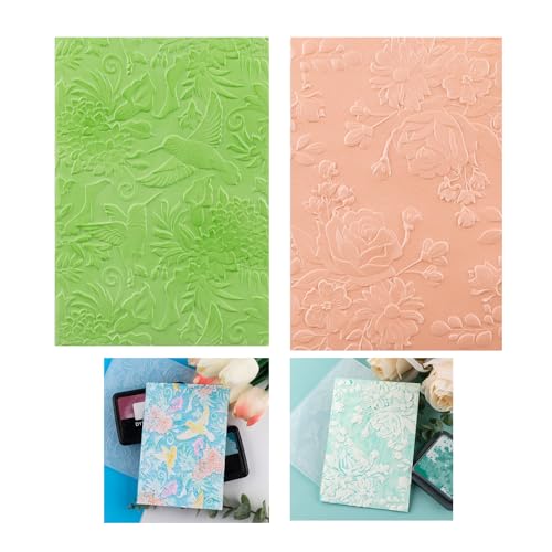 BAOFALI 3D Hummingbird and Flowers Embossing Folders for Card Making,Plastic Texture Fades Embossing Template Paper Card Embossing Stencil for DIY Scrapbooking Photo Album Card Paper Craft Decoration - color: Hummingbird and Flowers