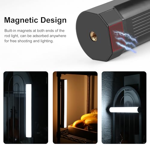PULUZ Photography Lighting, 360° Magnetic Handheld Light Wand with 2000mAh Rechargeable Battery, 2500-9000K Dimmable Tube Light for Camera, Studio Photography, TikTok, YouTube, Vlogs (30cm/11.8 in) - size: 11.8 inches