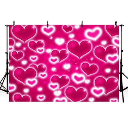 AIBIIN 8x6ft Hot Pink Heart Backdrop - color: Hot Pink, size: 8x6ft