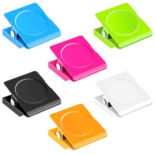 Grtard 6 Pack Magnetic Clips Heavy Duty, Colorful Magnet Clips for Fridge, Refrigerator Magnets, Strong Magnetic Clip,Scratch Free Magnets with Clip for Refrigerator, Whiteboard, Locker - color: Colors, size: 6 pack