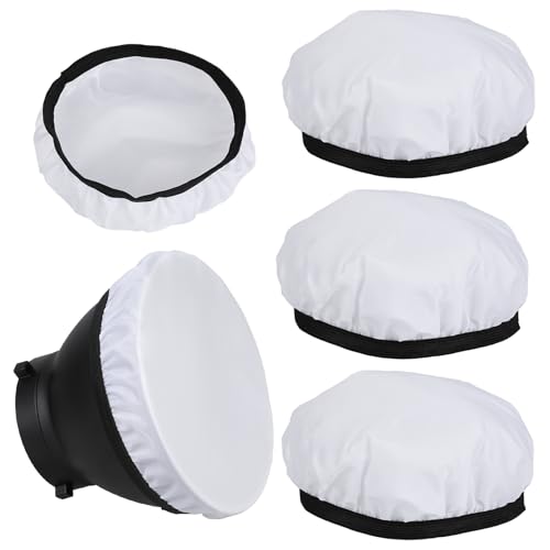 4 Pcs Lamp Diffuser 7 Inches/ 18 cm Light Diffuser Soft Cover Light Bulb Diffusers for Strobe Flash Lights Speedlite Standard Reflector White Great for Studio Strobe Reflectors Video Shooting