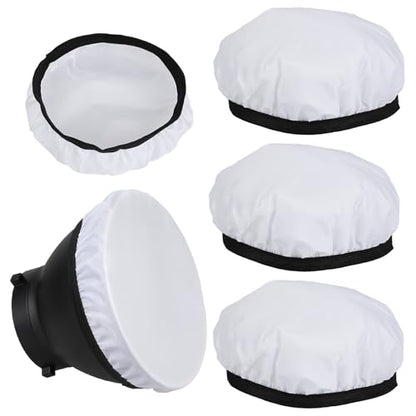4 Pcs Lamp Diffuser 7 Inches/ 18 cm Light Diffuser Soft Cover Light Bulb Diffusers for Strobe Flash Lights Speedlite Standard Reflector White Great for Studio Strobe Reflectors Video Shooting