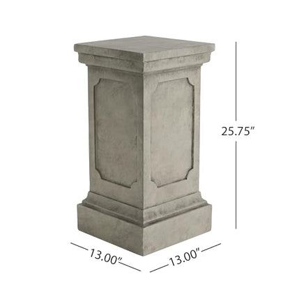Christopher Knight Home Classic Square Flower Stand 25.75" Pedestal Plant Stand Indoor Outdoor Display Table for Ferns Orchids Sculptures with MGO Construction Brushed Finish, Light Gray - size: 25.75"