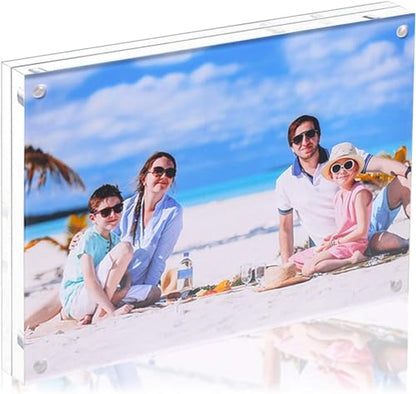 11x14 Acrylic Picture Frame,Clear Double Sided Magnetic Photo Frames With Stand,Minimalist Frameless Floating Frame for Artwork Poster Degree Diploma,Lovely Gift for Family, Friend - size: 11x14"-1