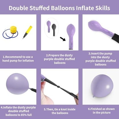 Dusty Purple Double Stuffed Balloons Different Size 115Pcs 5/10/12/18" Light Purple Balloon Arch Garland kit for Birthday Baby Shower Bridal Shower Fairy Gender Reveal Party - color: Dusty Purple