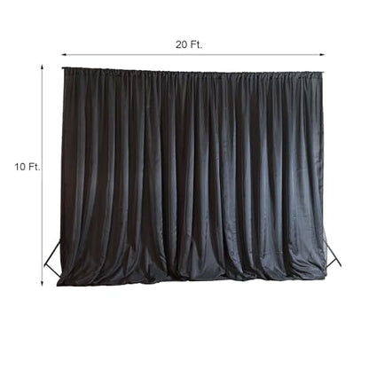 Efavormart 20ftx10ft Black Rod Ready Dual Layered Poly and Chiffon Backdrop Curtain - color: Black, size: 120"W x 240"L (Pack of 1)