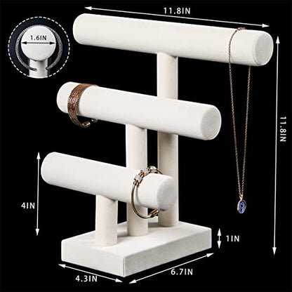 Pangkeep 3 Tier Bracelet Holder,Bracelet Displays for Selling,Jewelry Display Stand for Bangles Necklaces Hair ties Scrunchies Watches (Beige) - color: Beige
