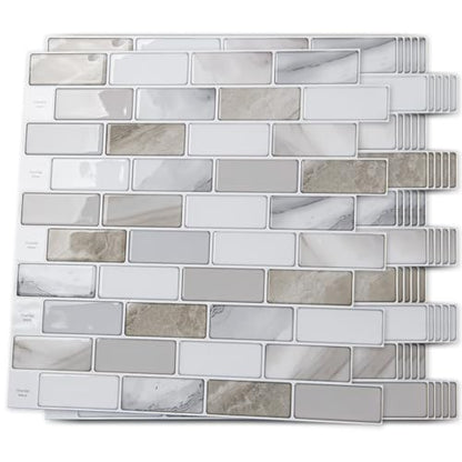 Art3d 10-Sheet Peel and Stick Backsplash Tile for Kitchen - 12”×12” Stick on Wall Tile for Kitchen Bathroom Countertop Living Room, Beige & White - color: Beige & White