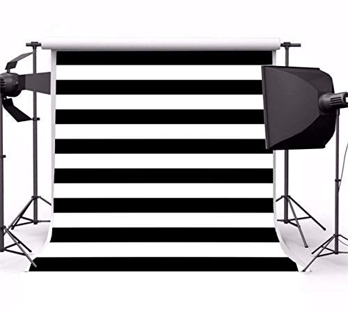 AOFOTO 6x6ft Black and White Striped Photography Backdrop Streak Textured Background Adult Elder Girl Boy Birthday Party Decoration Vinyl Wallpaper Portrait Photo Studio Props Baby Shower Banner - size: 6x6ft