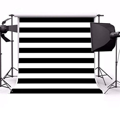 AOFOTO 6x6ft Black and White Striped Photography Backdrop Streak Textured Background Adult Elder Girl Boy Birthday Party Decoration Vinyl Wallpaper Portrait Photo Studio Props Baby Shower Banner - size: 6x6ft