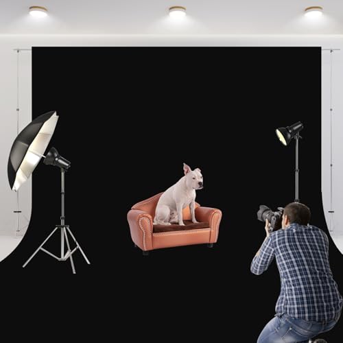 Aimosen 10x10 FT Black Backdrop Background for Photography, Large Photo Backdrop Curtain Drapes, High Density Polyester Fabric Screen for Party Portrait Photoshoots Booth Video Studio - color: Black