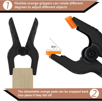16 Pack Small Spring Clamps, 3.5 Inch Heavy Duty Clamps for Backdrop Stand, Plastic Clips for Crafts and Backdrop Clips for Crafts, Woodworking, Photography, Outdoor