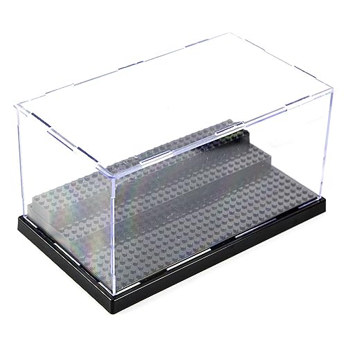 WMM Minifigure Display Case for Action Figures Blocks, Dustproof Acrylic Display Box Storage with 3 Movable Steps for Collection Models Minifigures, Bricks Blocks Toys - color: Black, size: Large 1 Pack