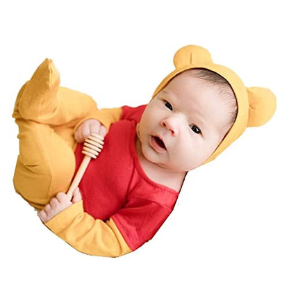 Newborn Photography Baby Photo Shoot Props Bear Boys Girls Cap hat and Footie Romper Suit Outfit Set - color: Color-1