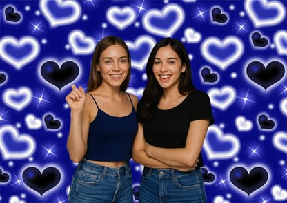 Blue Heart Early 90s Backdrop Blue Heart Old School 90s Valentine's Day Birthday Party Backdrop Graduation Party Photo Backdrop Happy Birthday Background 7x5ft - size: purple