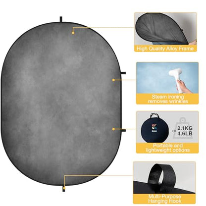 Kate 5x6.5ft(1.5x2m) Collapsible Backdrop Blue Pop up Backgrounds Grey Backdrops Collapsable Photography Photoshoot Prop