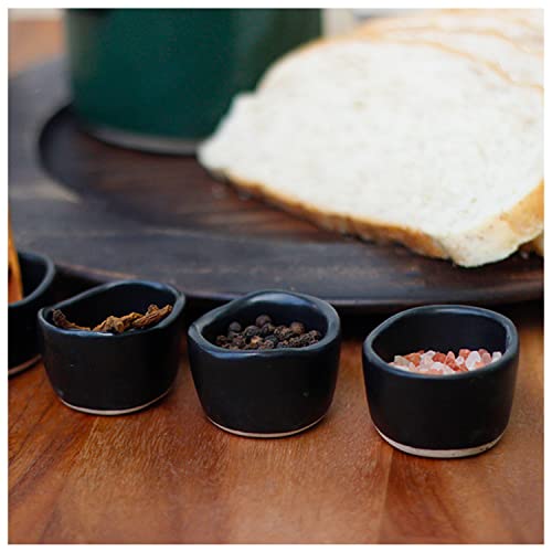 roro Handmade 2-Inch Matte Black Ceramic Pinch Bowls, Set of 6 – Versatile Stoneware for Spices, Condiments, Appetizers & Finger Foods - size: Pinch Bowls x 6