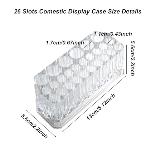 Clear Acrylic Lipstick Organizer Makeup Nail Brush Eyeliner Lip Liner Holder 26 Spaces Cosmetic Display Case - size: 26 Spaces