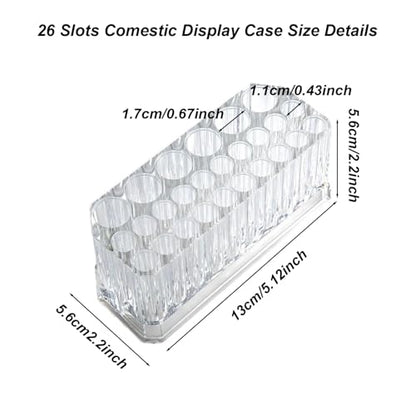 Clear Acrylic Lipstick Organizer Makeup Nail Brush Eyeliner Lip Liner Holder 26 Spaces Cosmetic Display Case - size: 26 Spaces
